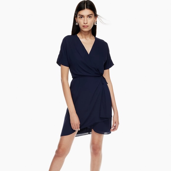 ✨SOLD✨ Babaton Wallace Wrap Dress Navy– XS - Picture 1 of 9